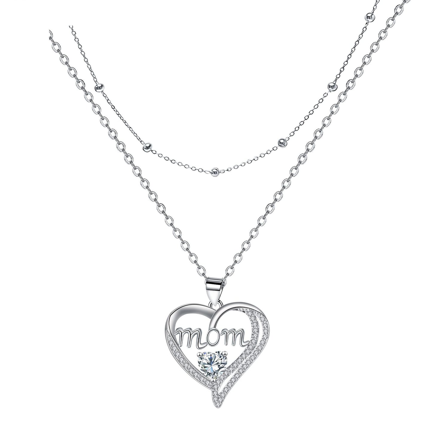 High-End Heart-Shaped Double-Layer Necklace For Layering