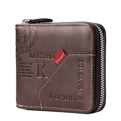 European And American Mens Vintage Bi-Fold Wallet